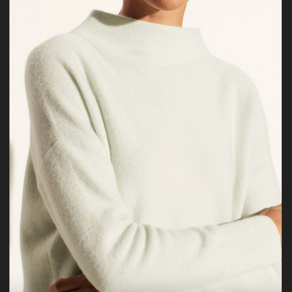NWT Vince Plush Cashmere Funnel Neck Sweater in Aloe - Picture 6 of 10